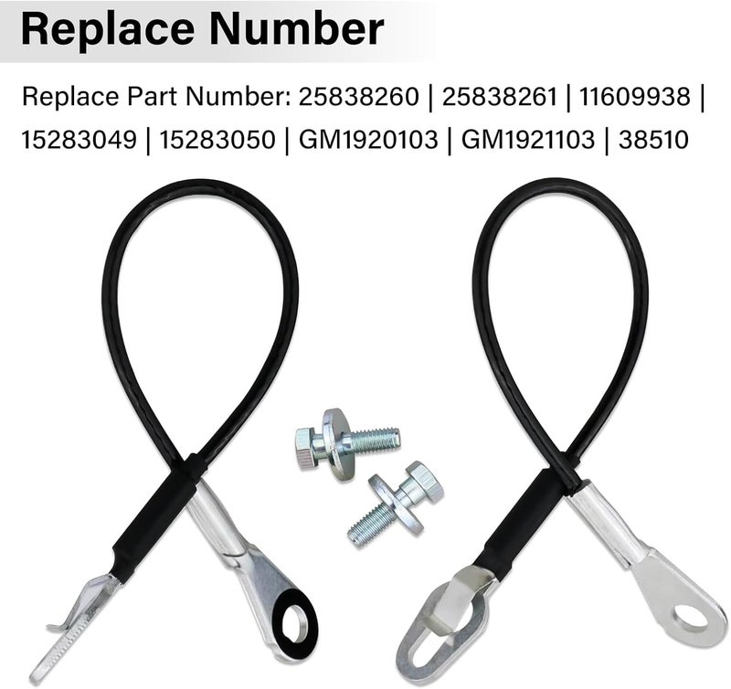 ROOTMUTIFY 25838260 Tailgate Cable Strap with Bolt, Tailgate Parts, Fit for 2007-2016 Chevy Silverado GMC Sierra 1500 2500HD 3500HD, Replace 25838261 11609938 (2 Pcs) - Image 3